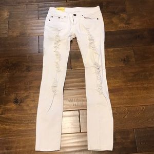 Distressed Machine brand Jeans - White Wash